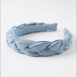 Anthropologie Light Blue Shimmer Braided Headband